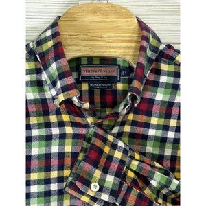 VINEYARD VINES Cotton Murray Shirt Mens Large Navy Red Green‎ Plaid Flannel